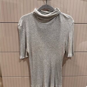 Majestic Light Gray Short Sleeve Turtleneck Top
